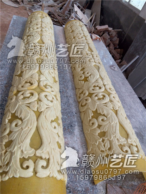 赣州砂岩柱体雕花装饰件
