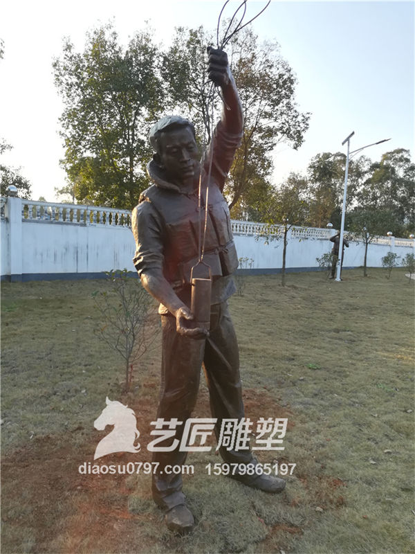 玻璃钢雕塑 水文局工作状态雕塑