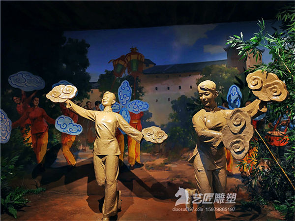 赣南客家灯彩舞蹈雕塑