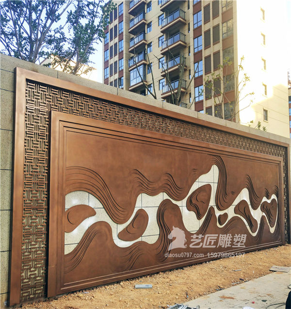铁艺造型、铁艺山新形背景墙